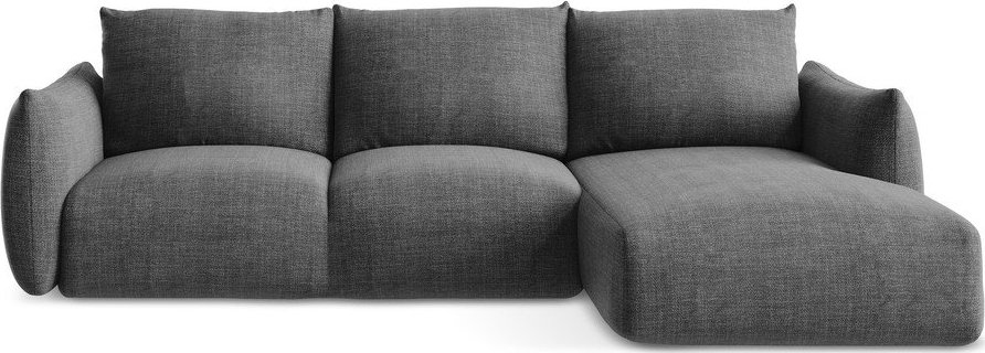 Tmavě šedá rozkládací rohová pohovka (pravý roh/s lenoškou) Leila – Makamii Makamii