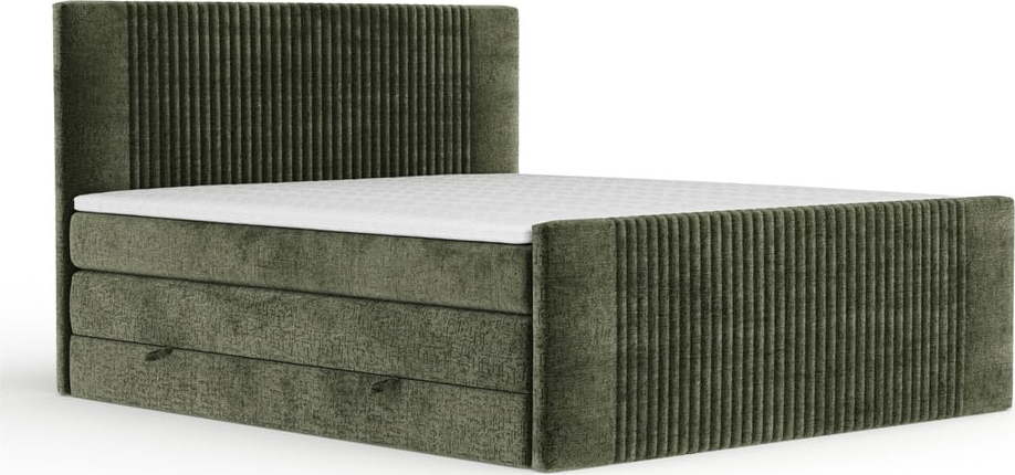 Tmavě zelená boxspring postel s úložným prostorem 160x200 cm Bergamo – Maison de Rêve Maison de Reve