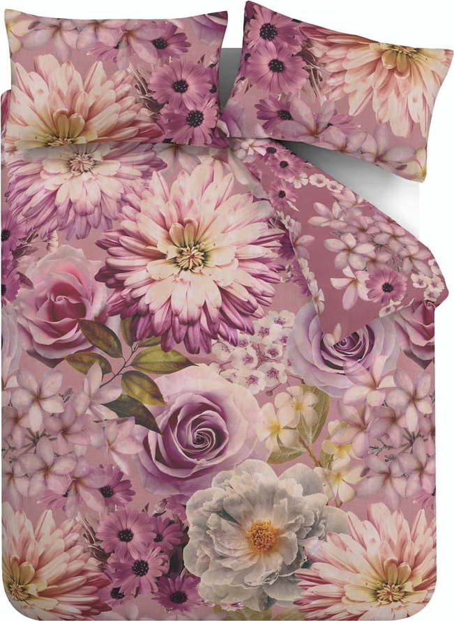 Růžové povlečení na jednolůžko 135x200 cm Rosemoor Floral – RHS RHS