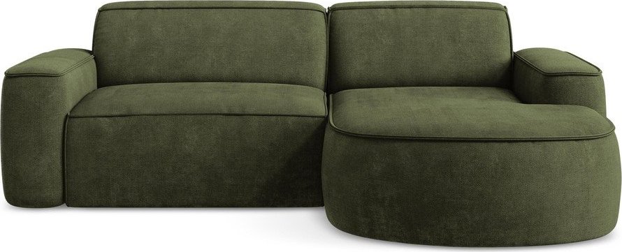 Zelená žinylková rohová pohovka (pravý roh/s lenoškou) Omao – Makamii Makamii