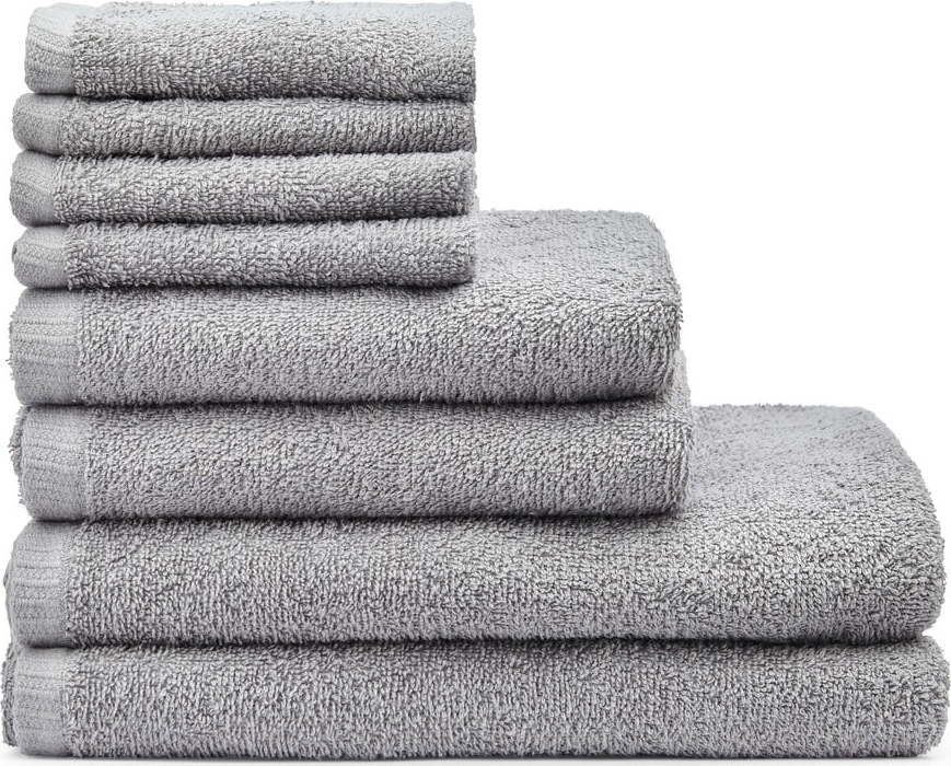 Šedé rychleschnoucí/froté bavlněné ručníky a osušky v sadě 8 ks Quick Dry – Catherine Lansfield Catherine Lansfield