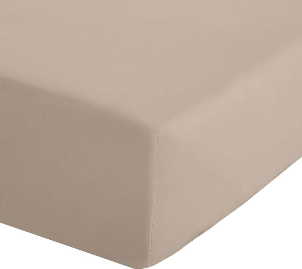 Světle hnědé napínací perkálové prostěradlo 135x190 cm Easy Iron Percale – Catherine Lansfield Catherine Lansfield