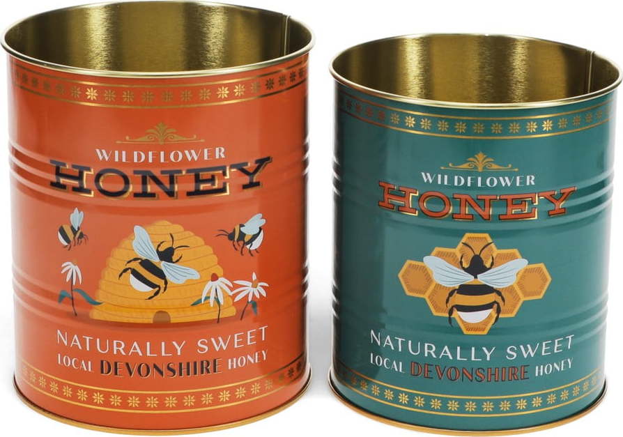 Dekorativní cínové úložné boxy v sadě 2 ks ø 11x13 cm Honey – Rex London Rex London