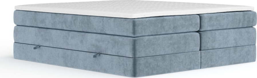 Modrá boxspring postel s úložným prostorem/bez čela 200x200 cm Juniper – Maison de Rêve Maison de Reve