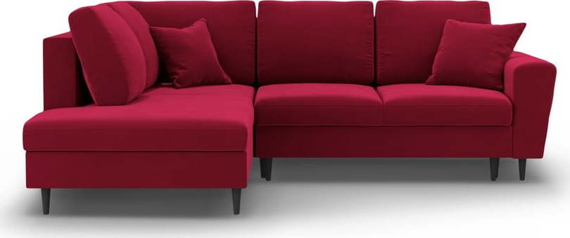 Červená sametová rozkládací/s úložným prostorem rohová pohovka (levý roh/do L) Kyoto – Cosmopolitan Design Cosmopolitan design