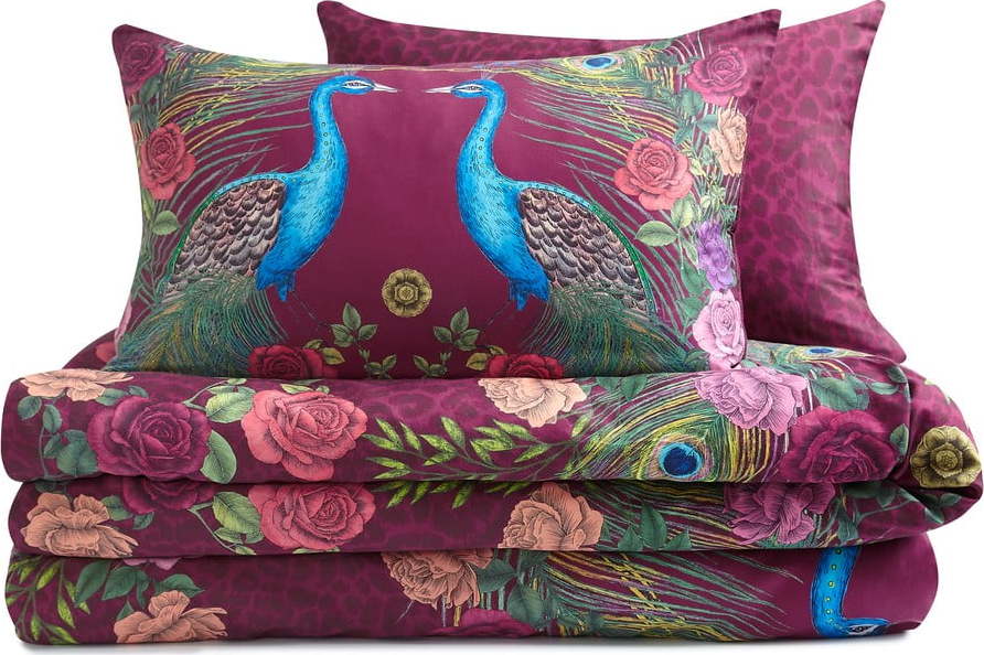 Fialové povlečení na jednolůžko z bavlněného saténu 135x200 cm Xanadu Peacock – Matthew Williamson Matthew Williamson