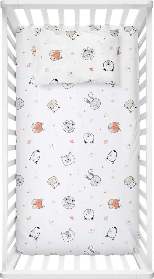 Bílé dětské prostěradlo do postýlky z bavlny Renforcé 100x150 cm Safari – Mijolnir Mijolnir