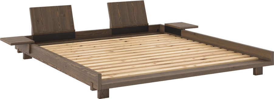 Hnědá dvoulůžková postel z borovicového dřeva s roštem 180x200 cm Social – Karup Design Karup
