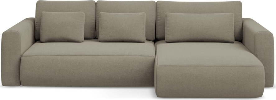 Světle hnědá rozkládací/s úložným prostorem rohová pohovka (pravý roh/s lenoškou) Kapua – Makamii Makamii