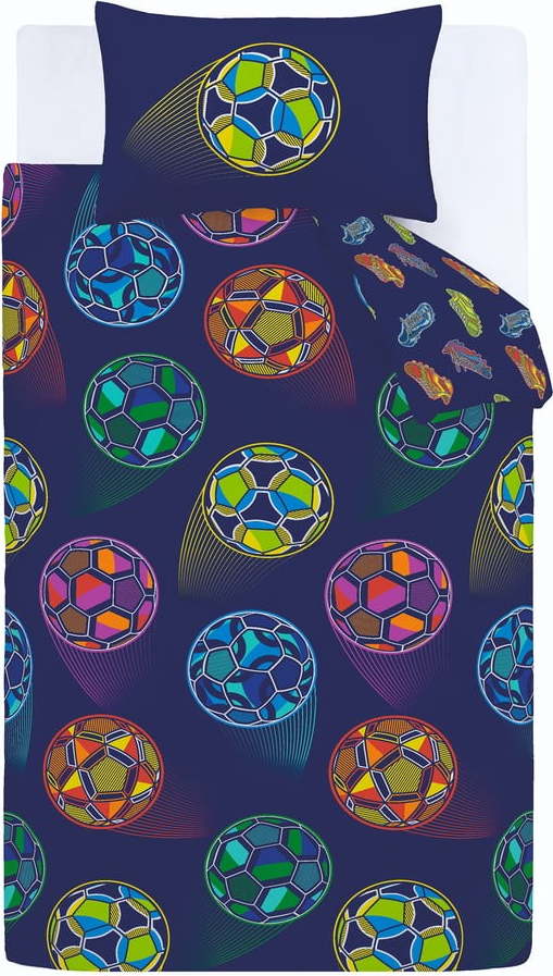 Modré dětské povlečení na dvoulůžko 200x200 cm Bright Football – Catherine Lansfield Catherine Lansfield