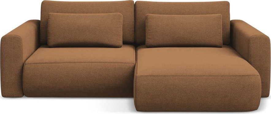 Rozkládací/s úložným prostorem rohová pohovka v terakotové barvě (pravý roh/s lenoškou) Kapua – Makamii Makamii