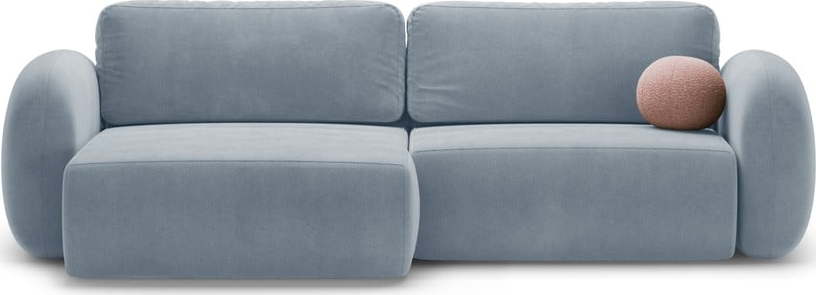 Šedomodrá sametová rozkládací/s úložným prostorem rohová pohovka Tonale – Cosmopolitan Design Cosmopolitan design
