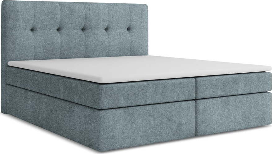Světle modrá boxspring postel s úložným prostorem 160x200 cm Palta – Makamii Makamii