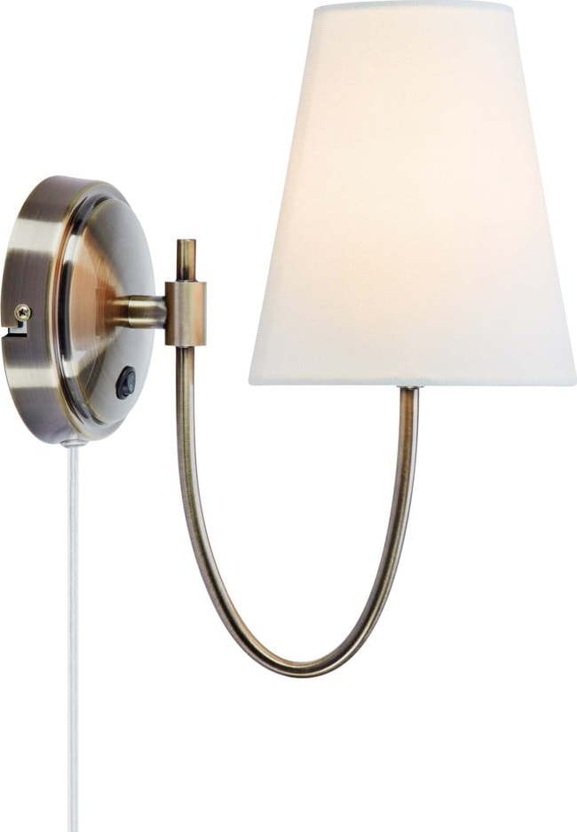 Bílé/v mosazné barvě nástěnné svítidlo do zásuvky Amar – Markslöjd Markslöjd