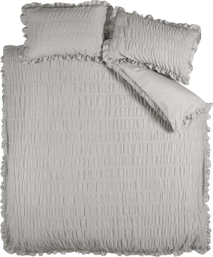 Šedé krepové povlečení na dvoulůžko/prodloužené 230x220 cm Seersucker Frill – Catherine Lansfield Catherine Lansfield