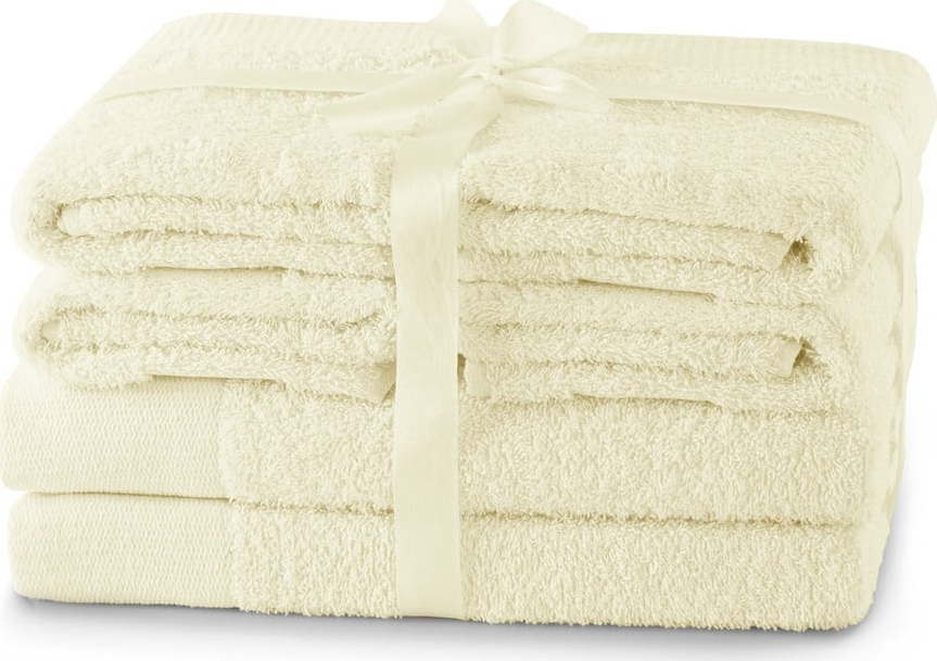 Krémové froté bavlněné ručníky a osušky v sadě 6 ks Amari – Restilo Restilo