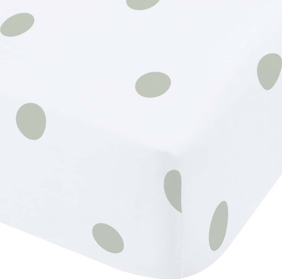 Bílé/zelené napínací flanelové prostěradlo 135x190 cm Polka Dot – Catherine Lansfield Catherine Lansfield