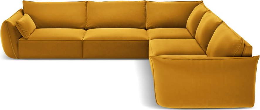 Sametová rohová pohovka v hořčicové barvě Vanda – Mazzini Sofas Mazzini Sofas