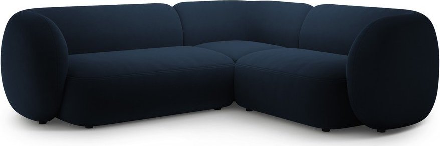 Modrá sametová rohová pohovka (pravý roh/do L) Kate – Micadoni Micadoni