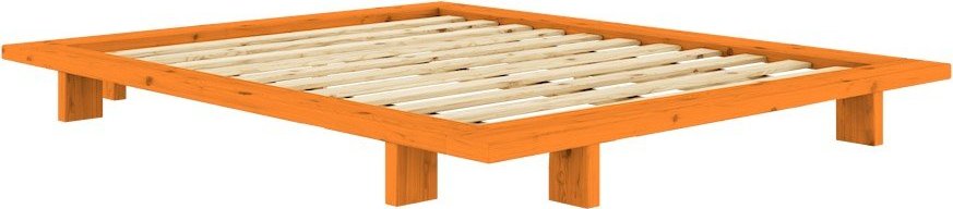 Oranžová dvoulůžková postel z borovicového dřeva bez čela s roštem 160x200 cm Japan – Karup Design Karup