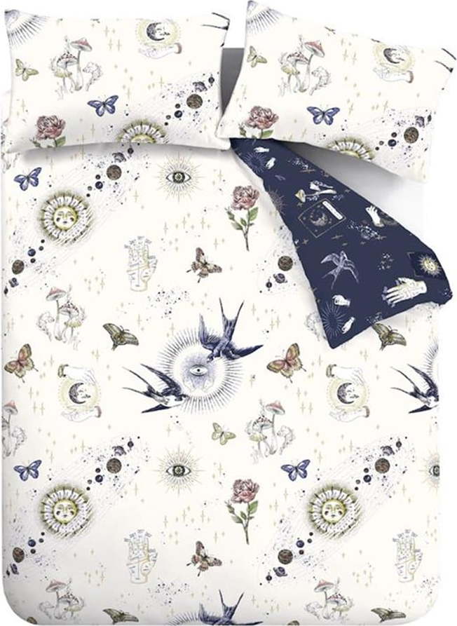 Modré/krémové povlečení na dvoulůžko/prodloužené 230x220 cm Astrology – Sassy B Sassy B