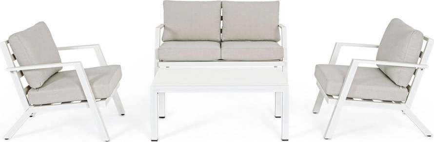 Bílý hliníkový zahradní lounge set pro 4 Harley – Bizzotto Bizzotto
