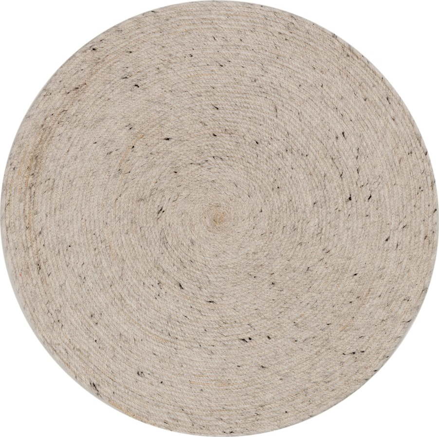 Ručně tkaný vlněný kulatý koberec ve světle šedé a slonovinové barvě ø 200 cm Takashi – Kave Home Kave Home