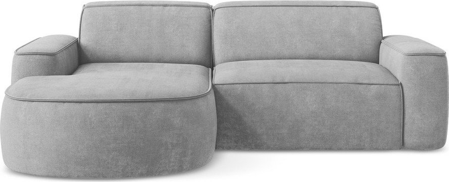 Světle šedá žinylková rohová pohovka (levý roh/s lenoškou) Omao – Makamii Makamii