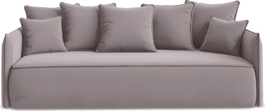 Sametová rozkládací/s úložným prostorem pohovka v levandulové barvě 225 cm Hula – Makamii Makamii