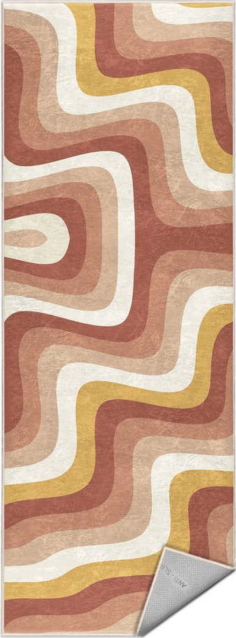 Okrově žlutý/starorůžový pratelný běhoun 60x230 cm Creamy Strawberry Swirl – Mila Home Mila Home