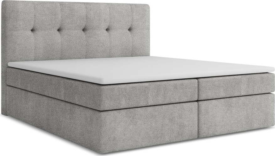 Světle šedá boxspring postel s úložným prostorem 160x200 cm Palta – Makamii Makamii