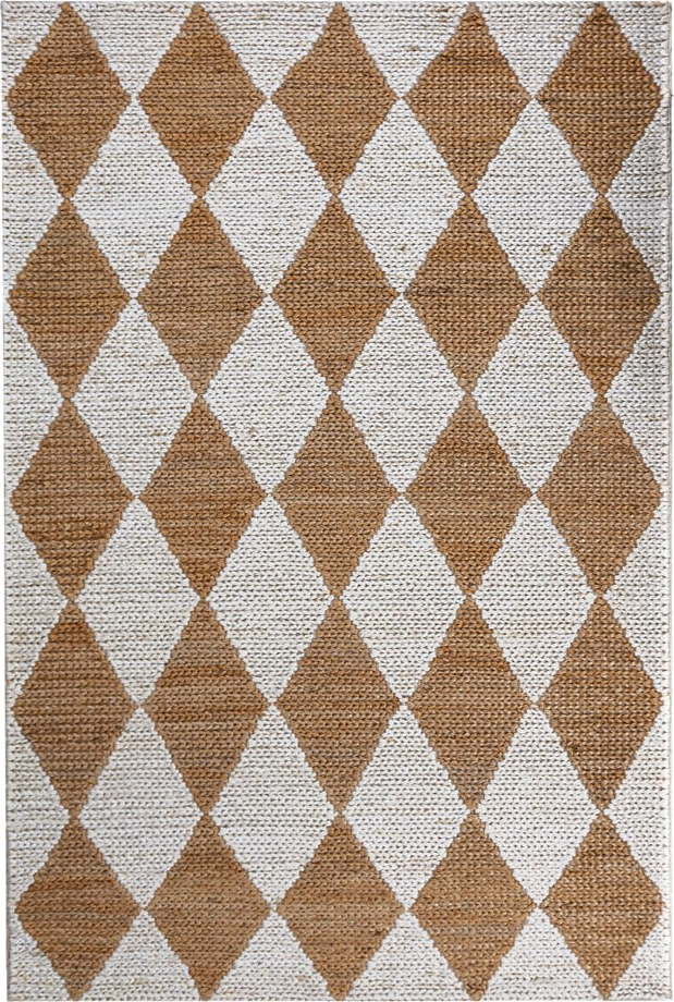 Bílý/v přírodní barvě ručně tkaný běhoun s příměsí juty 60x230 cm Effie Diamond – Flair Rugs Flair Rugs