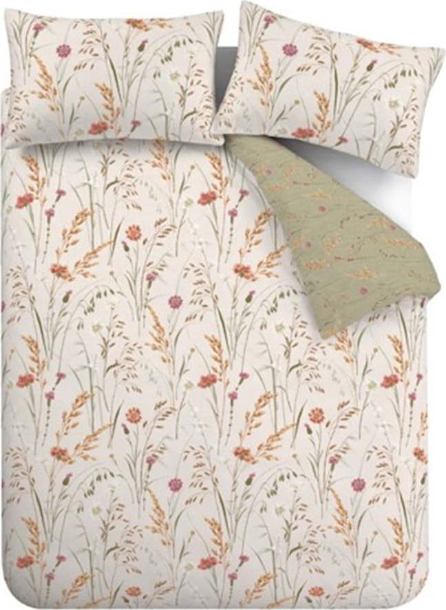 Zelené/hnědé flanelové povlečení na jednolůžko 135x200 cm Grasmere Floral – Catherine Lansfield Catherine Lansfield