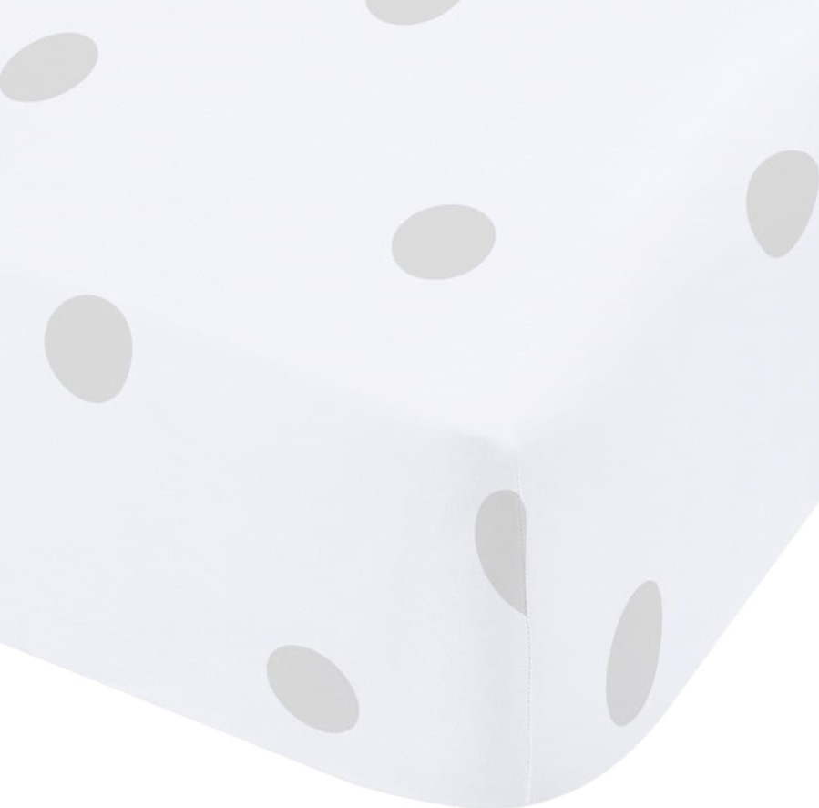 Bílé/šedé napínací flanelové prostěradlo 90x190 cm Polka Dot – Catherine Lansfield Catherine Lansfield