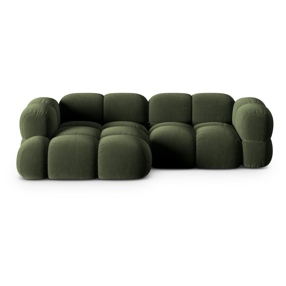 Zelená sametová rohová pohovka (levý roh/s lenoškou) Loretto – Cosmopolitan Design Cosmopolitan design