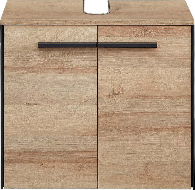 Závěsná skříňka pod umyvadlo v dekoru dubu v přírodní barvě 53x60 cm Quickset 395 – Pelipal Pelipal