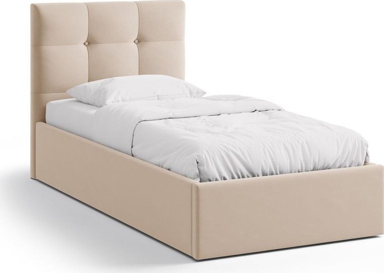 Světle hnědá čalouněná jednolůžková postel s úložným prostorem s roštem 90x200 cm Phaedra – Micadoni Micadoni
