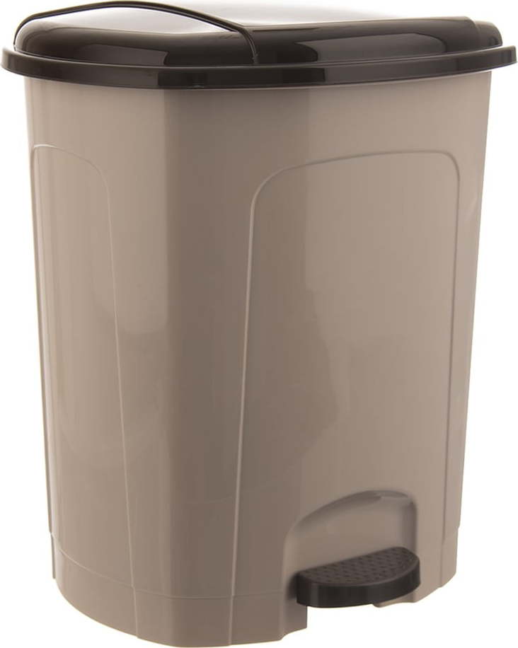 Hnědý nášlapný plastový odpadkový koš 30 l – Orion Orion