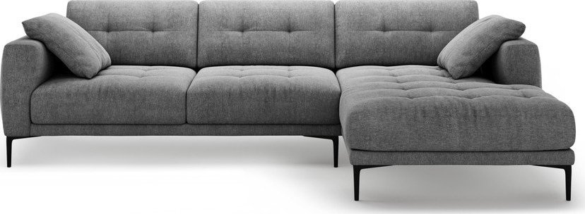 Šedá rohová pohovka (pravý roh/s lenoškou) Bemy – Micadoni Micadoni