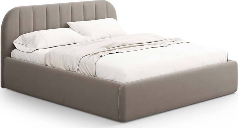 Světle hnědá čalouněná dvoulůžková postel s úložným prostorem s roštem 200x200 cm Juno – Windsor & Co Sofas Windsor & Co Sofas