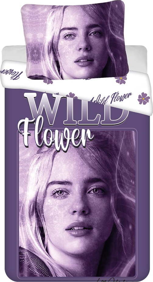 Fialové bavlněné dětské povlečení na jednolůžko 200x140 cm Billie Eilish – Jerry Fabrics Jerry Fabrics