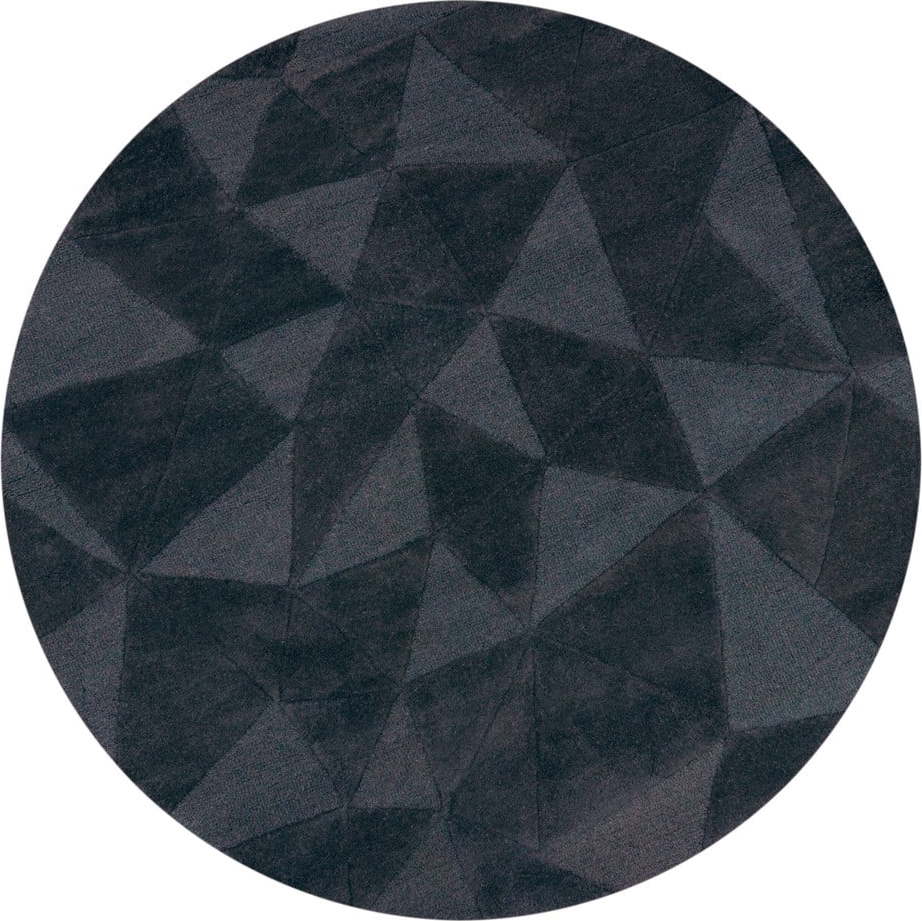 Antracitový ručně tkaný vlněný kulatý koberec ø 160 cm Shard Charcoal – Flair Rugs Flair Rugs
