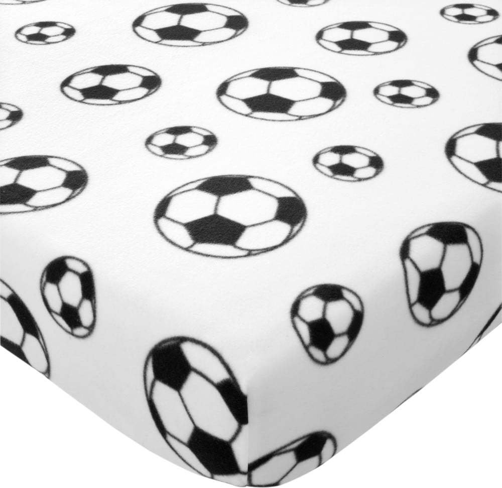 Bílé napínací fleecové dětské prostěradlo na jednolůžko 90x190 cm Football – Catherine Lansfield Catherine Lansfield