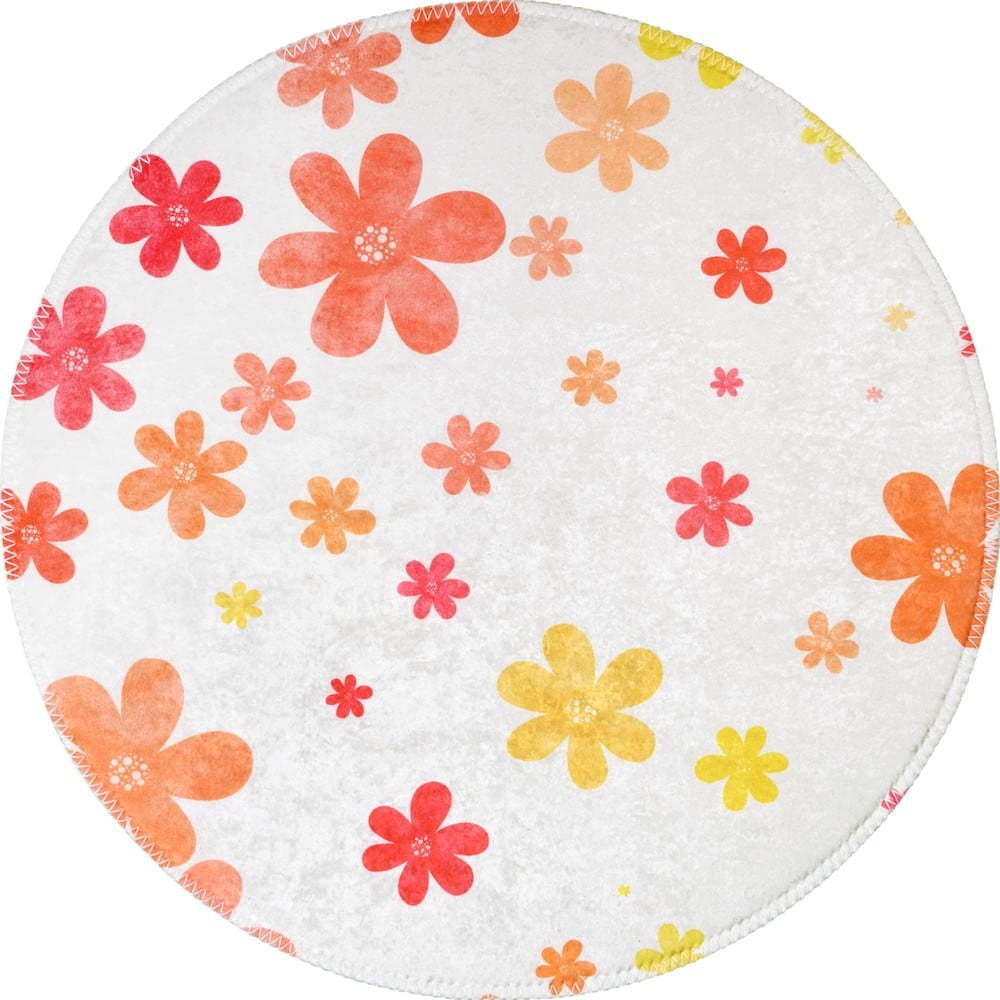 Oranžový/slonovinový pratelný dětský koberec ø120 cm Fall Flowers – Vitaus Vitaus