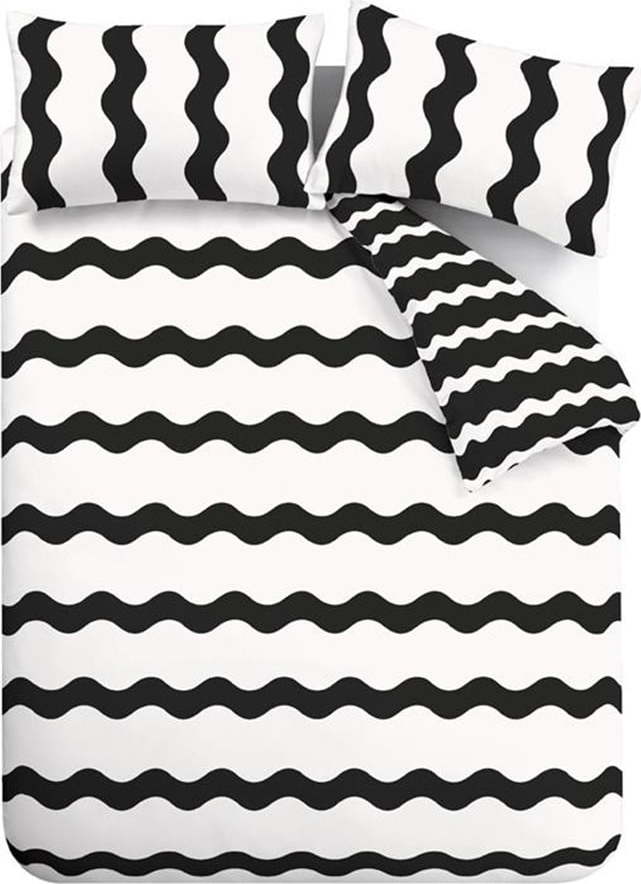 Černobílé povlečení na dvoulůžko 200x200 cm Waves – Sassy B Sassy B