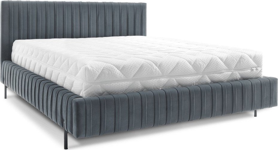 Modrá čalouněná dvoulůžková postel s úložným prostorem s roštem 160x200 cm Plissa – ELTAP ELTAP