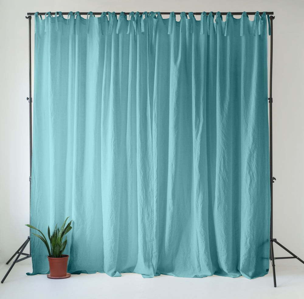 Tyrkysový lněný závěs 140x170 cm Coastal Blue – Linen Tales Linen Tales