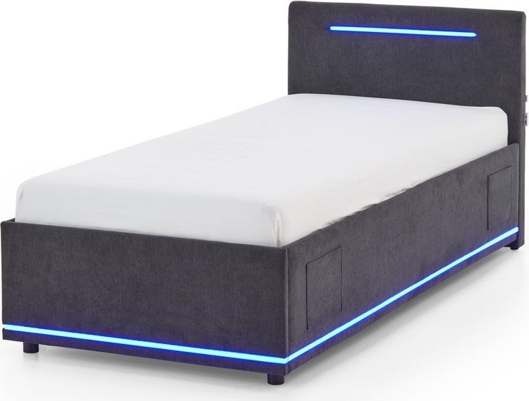 Tmavě šedá čalouněná dětská postel s úložným prostorem s roštem 90x200 cm Circle – Meise Möbel Meise Möbel
