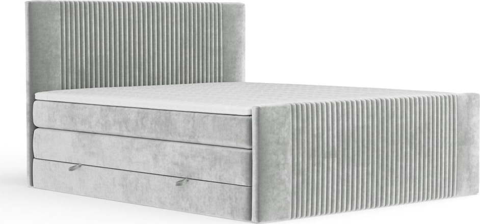 Světle šedá boxspring postel s úložným prostorem 160x200 cm Bergamo – Maison de Rêve Maison de Reve