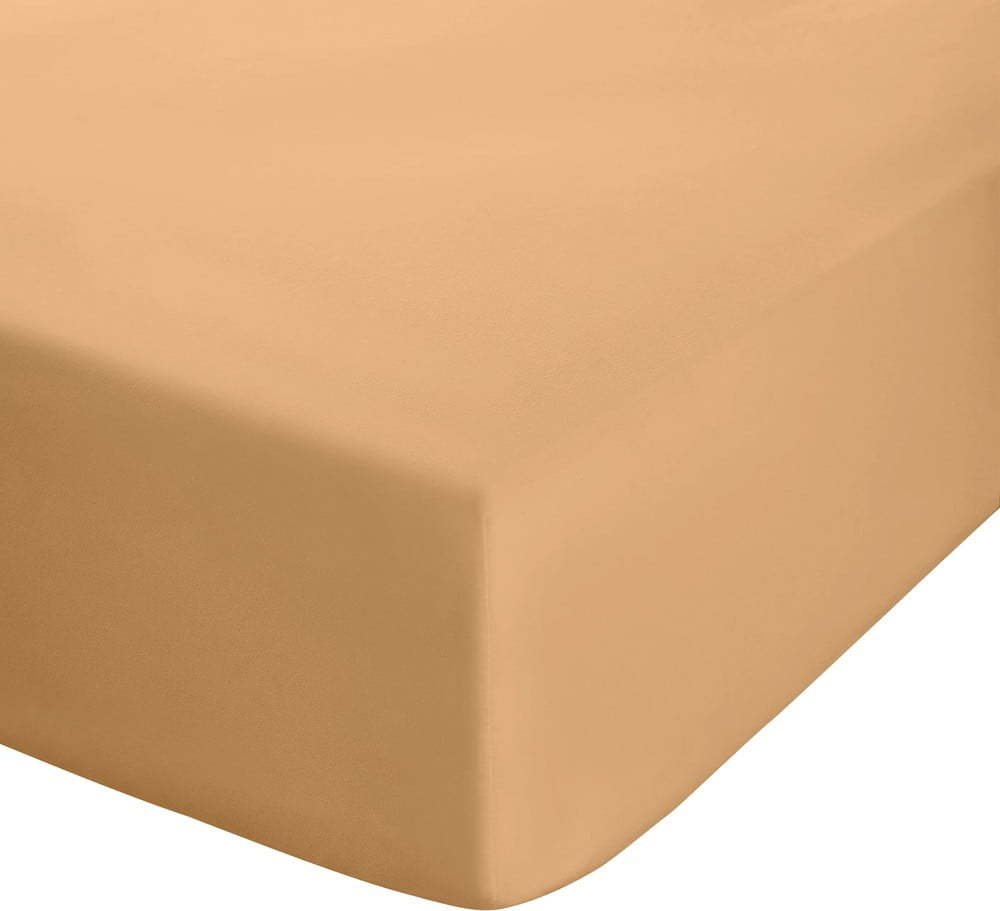 Žluté/oranžové napínací perkálové prostěradlo 135x190 cm Easy Iron Percale – Catherine Lansfield Catherine Lansfield